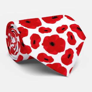Elegant Customisable Poppy Flower Tie