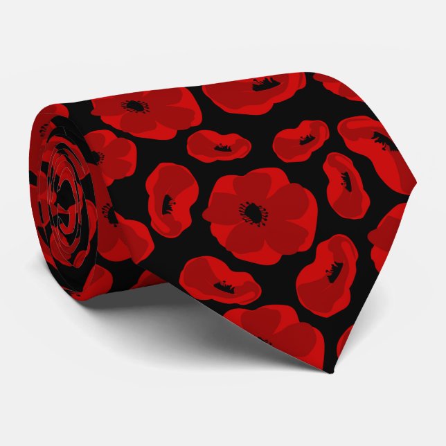 elegant customisable poppy flower  tie (Rolled)