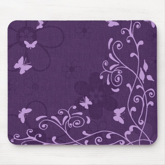 Elegant Customisable Purple Butterfly Mouse Mat (Front)