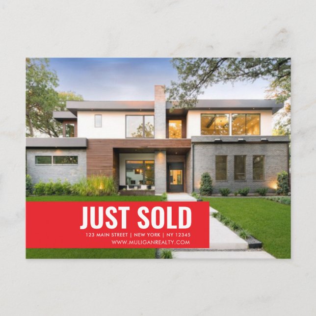 Elegant Customisable Real Estate - JUST SOLD Postcard (Front)
