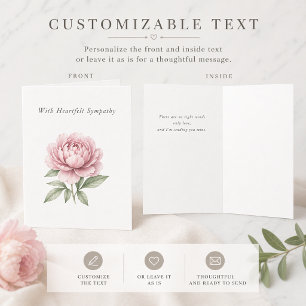 Elegant Customisable Sympathy Card with Peony 