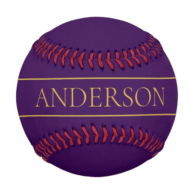 Elegant Customisable Text | Gold & Deep Purple Baseball (Front)