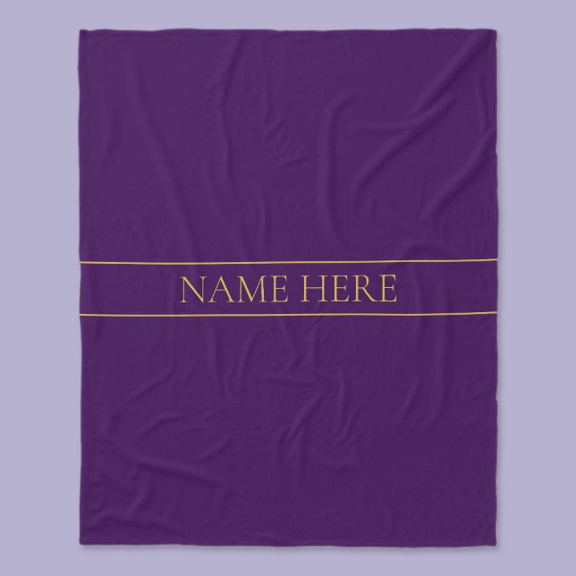 Elegant Customisable Text | Gold & Deep Purple Fleece Blanket (Creator Uploaded)