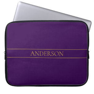 Elegant Customisable Text   Gold & Deep Purple Laptop Sleeve