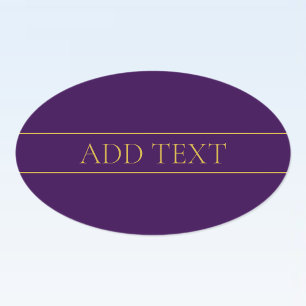 Elegant Customisable Text   Gold & Deep Purple Oval Sticker