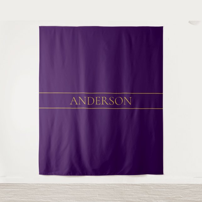Elegant Customisable Text | Gold & Deep Purple Tapestry (Front)