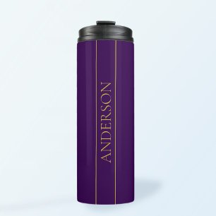 Elegant Customisable Text   Gold & Deep Purple Thermal Tumbler
