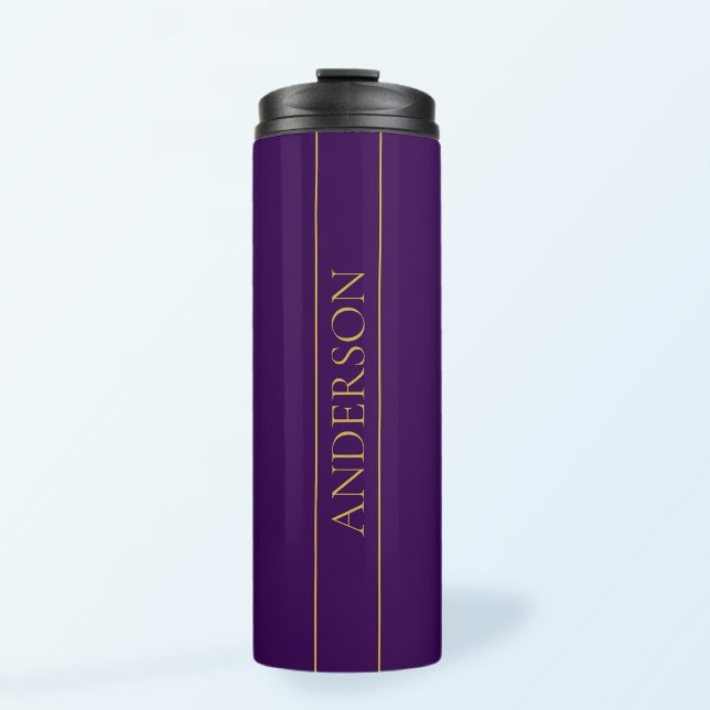 Elegant Customisable Text | Gold & Deep Purple Thermal Tumbler (Creator Uploaded)