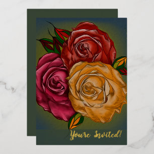 Elegant Customisable Warm Painted Roses