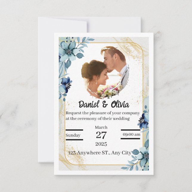 Elegant Customisable Wedding Invitation | Editable (Front)