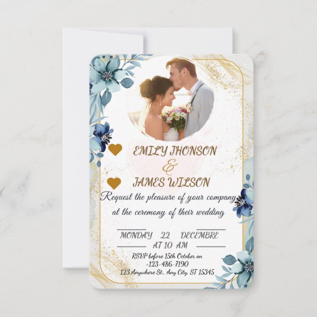 Elegant Customisable Wedding Invitation,  Invitation (Front)