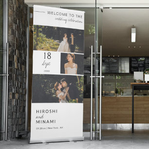 Elegant Customisable with Photos and Date Wedding Retractable Banner