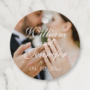 Elegant Customise Photo, Name, and Date Monogram  Favour Tags