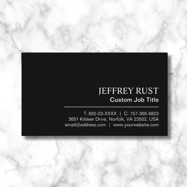 Elegant Customised Black Minimalist Professional Business Card (Creator Uploaded)