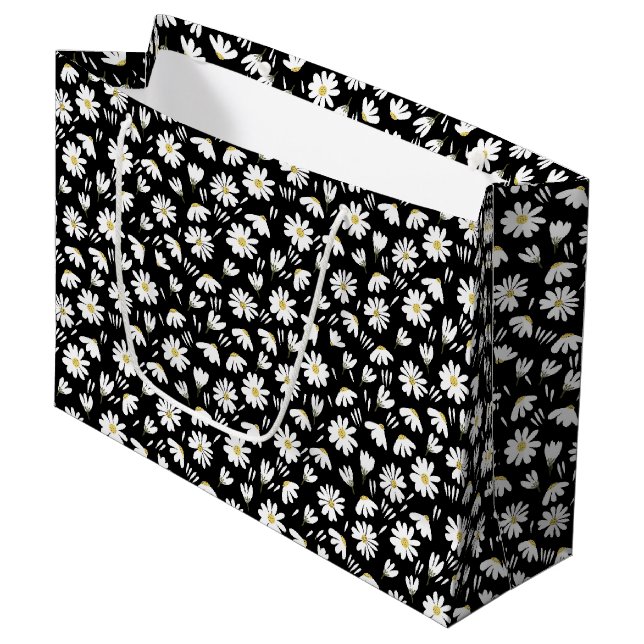 Elegant Customised Chamomile Floral Large Gift Bag (Front Angled)
