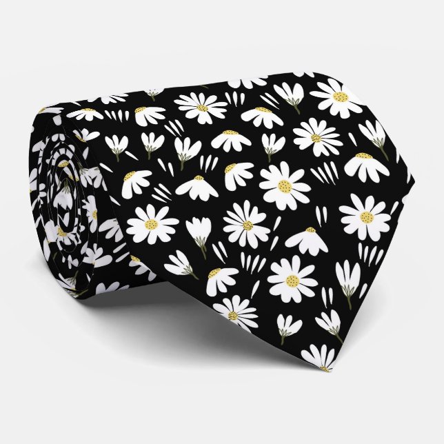 Elegant Customised Chamomile Floral Tie (Rolled)