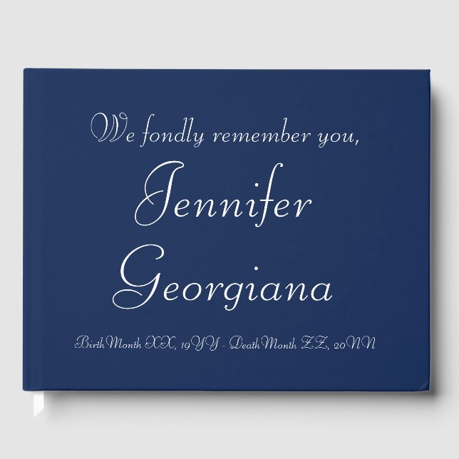 Elegant Customised Funeral/Memorial Guest Book (Front)