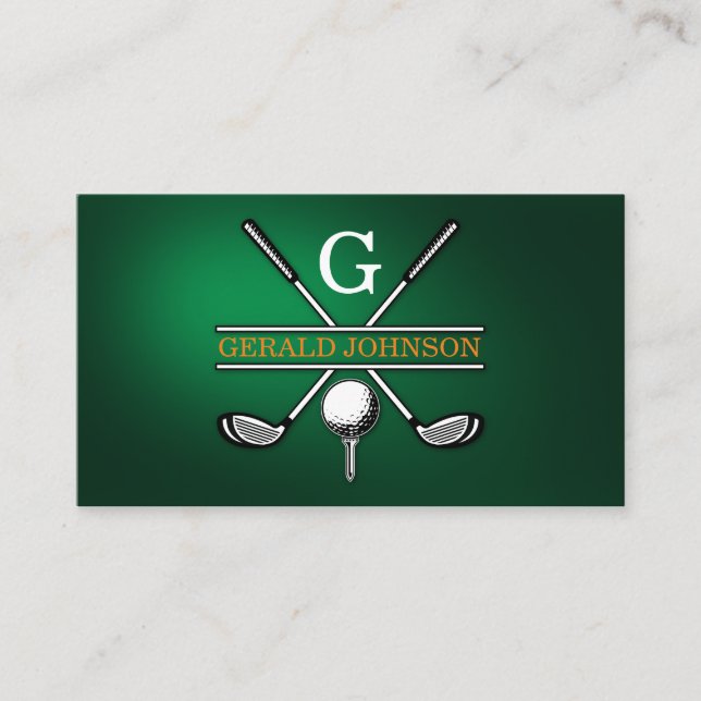 Elegant Customised Golf Monogram Design Business Card (Front)