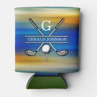 Elegant Customised Golf Monogram Design Can Cooler