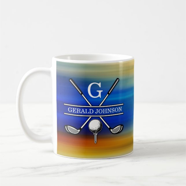Elegant Customised Golf Monogram Design Coffee Mug (Left)