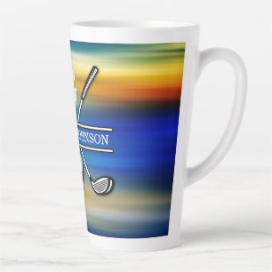 Elegant Customised Golf Monogram Design Latte Mug