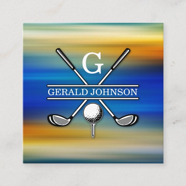 Elegant Customised Golf Monogram Design Square Business Card (Front)