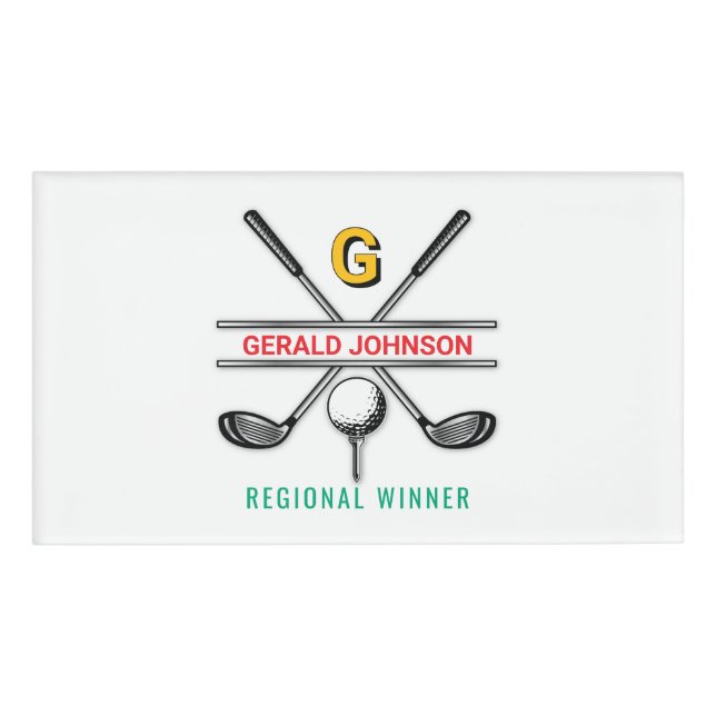 Elegant Customised Golf Monogram Name Tag (Front)