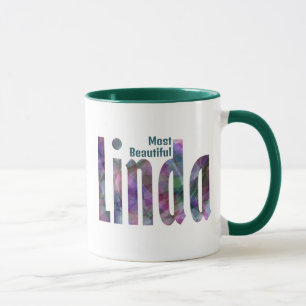 Elegant Customised "Linda" Name, Dark Grey Green Mug