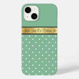 Elegant Customised Mint Green and White Polka Dot Case-Mate iPhone 14 Case