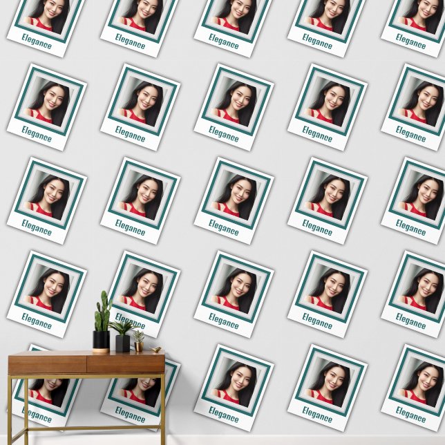 Elegant Customised Photo Dark Green Blue Wallpaper (Hallway)