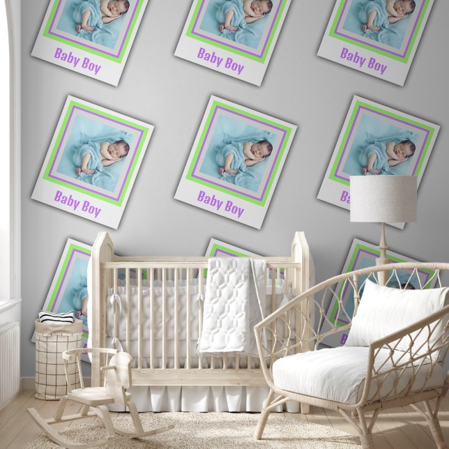 Elegant Customised Photo Key Lime Violet Wallpaper (Kids)