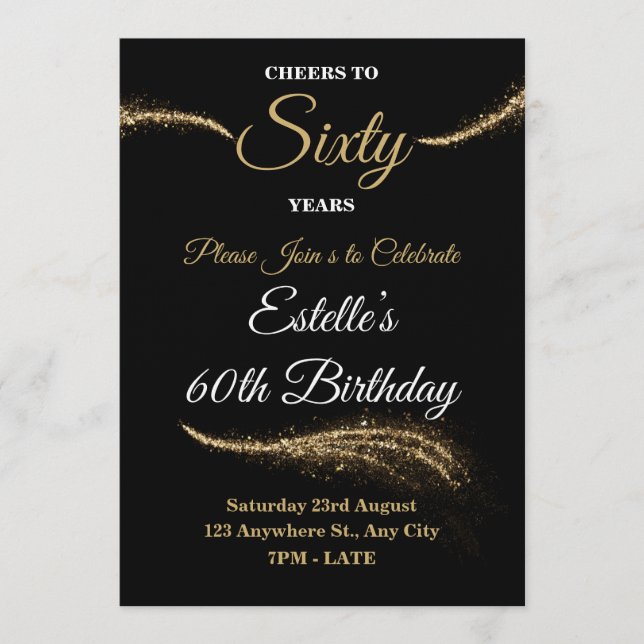 Elegant Customizable Birthday Invite Stylish Card (Front)