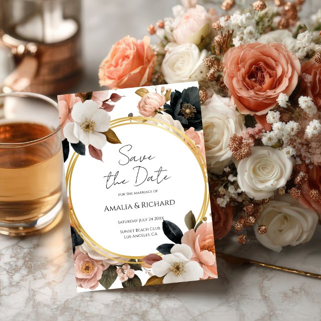 Elegant Customizable Floral Save the Date Card (Creator Uploaded)