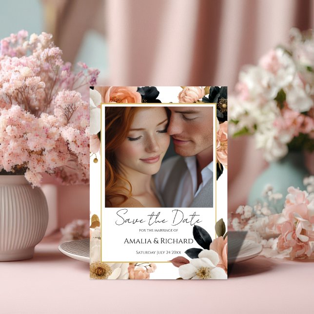 Elegant Customizable Floral Save the Date Card (Creator Uploaded)
