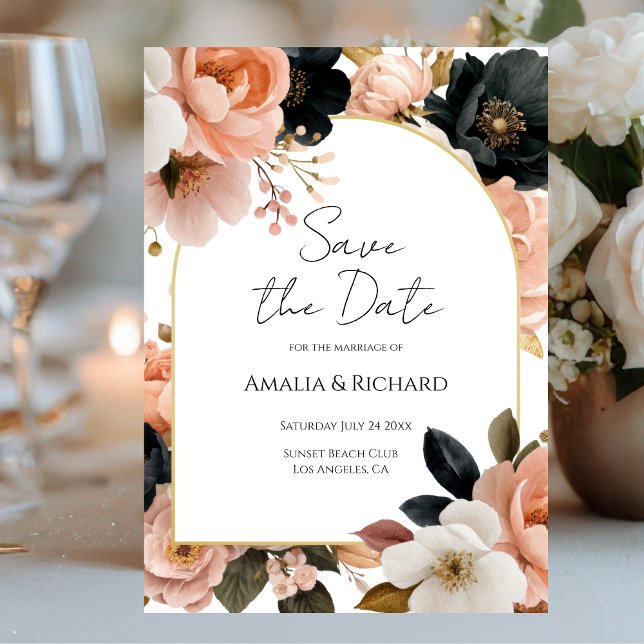 Elegant Customizable Floral Save the Date Card (Creator Uploaded)