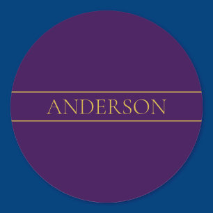 Elegant Customizable Text   Gold & Deep Purple Classic Round Sticker