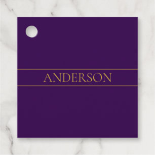 Elegant Customizable Text   Gold & Deep Purple Favour Tags