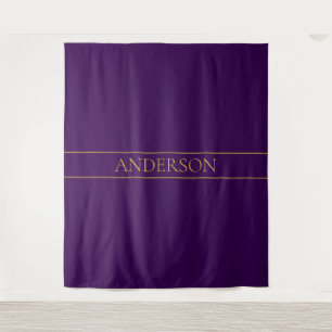Elegant Customizable Text   Gold & Deep Purple Tapestry