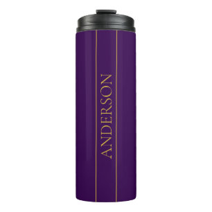 Elegant Customizable Text   Gold & Deep Purple Thermal Tumbler