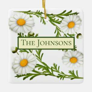 Elegant Cut Daisies Ceramic Ornament