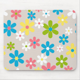Elegant Cute Abstract Spring Daisy Floral Pattern Mouse Mat