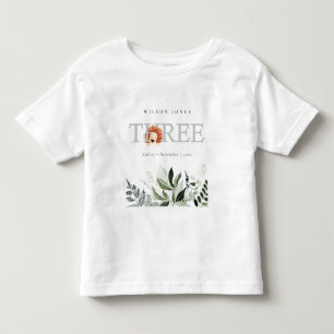 Elegant Cute Boho Lion Foliage 3rd Third Birthday Toddler T-Shirt