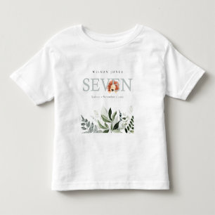 Elegant Cute Boho Lion Foliage 7th Seven Birthday Toddler T-Shirt