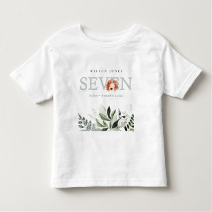 Elegant Cute Boho Lion Foliage 7th Seven Birthday Toddler T-Shirt