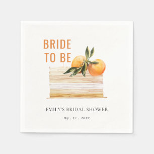 Elegant Cute Boho Orange Fruit Cake Bridal Shower Napkin