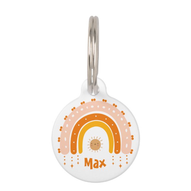 ELEGANT CUTE BROWN SHADE RAINBOW BOHO   PET TAG (Front)