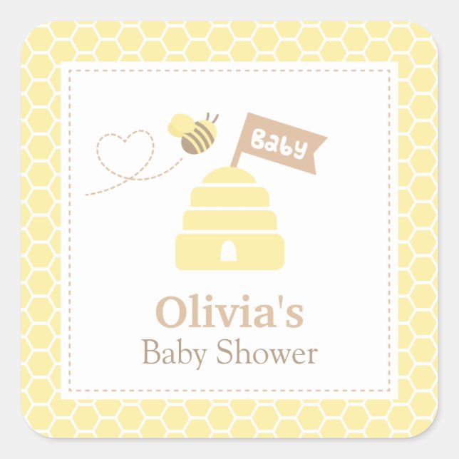 Elegant Cute Bumble Bee Baby Shower Labels (Front)
