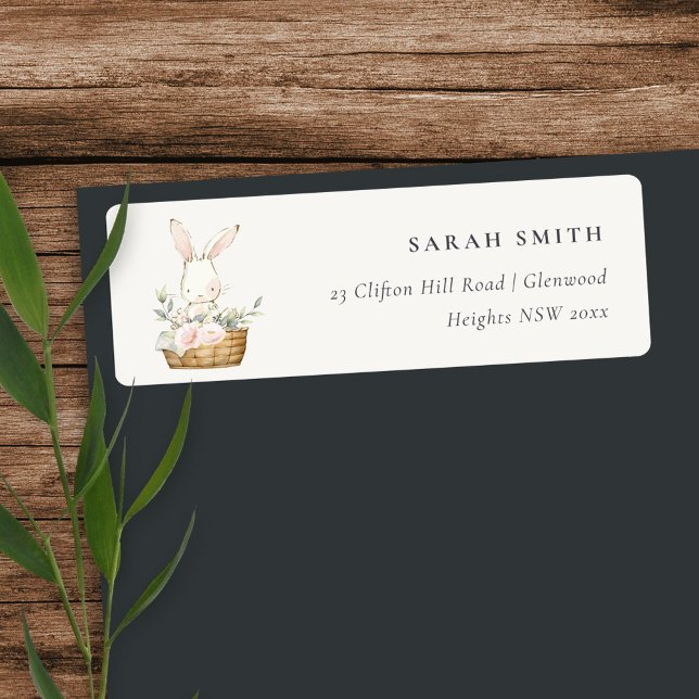 Elegant Cute Bunny In Floral Basket Kids Birthday (Creator Uploaded)