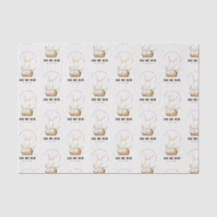 Elegant Cute Bunny In Floral Basket Kids Birthday Tissue Paper