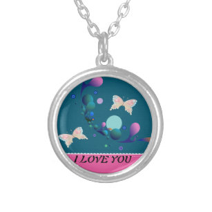 Elegant Cute Colourful Butterflies Silver Plated Necklace